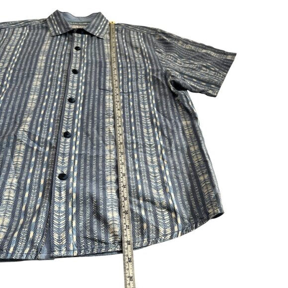 Tommy Bahama Mens Silk Short Sleeve Button Up Shirt Blue Medium Beach Resort - Picture 9 of 10